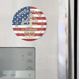 USA 250th Anniversary Golden Gate Patriotic Flag  Magnet