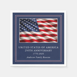 USA 250th Anniversary Patriotic Party Navy Blue Serviette