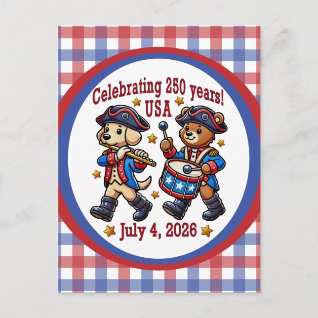 USA 250th Anniversary Souvenir - Patriotic  Postkarte (Vorderseite)