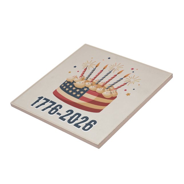 USA 250th Flag Cake Keepsake 1776–2026 Fliese (Seite)