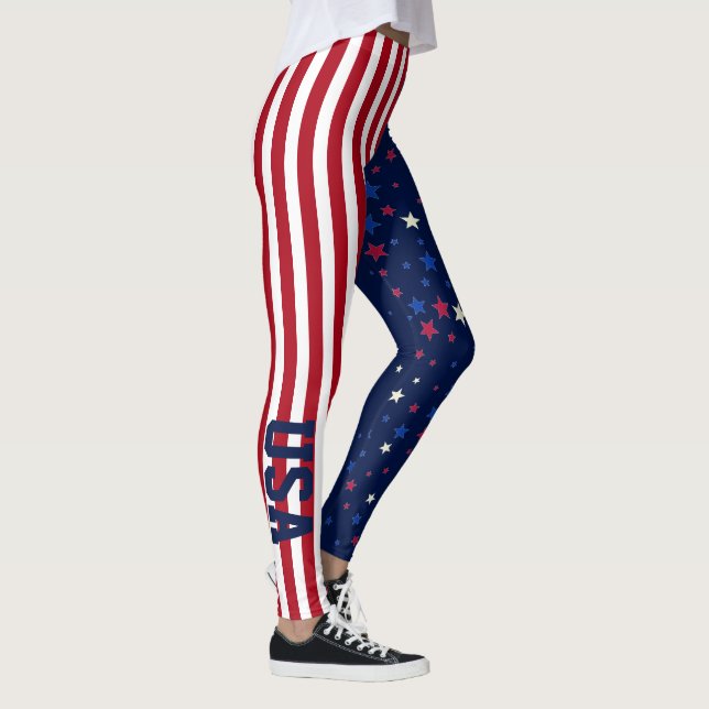USA 4. Juli Patriotic Stars Streifen American Flag Leggings (Rechts)