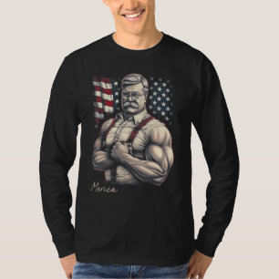 USA 4. Juli, Teddy Roosevelt Funny Workout Mus T-Shirt