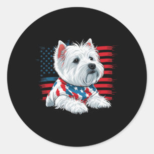 USA 4. Juli West White Terrier American Westie Runder Aufkleber