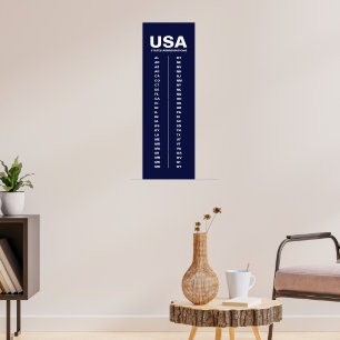 USA 50 Bundesstaaten Vertikales Minimalistisches M Poster