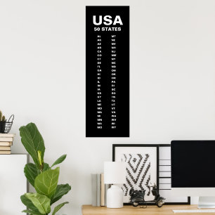 USA 50 Staaten Vertikal Minimalistisch Poster