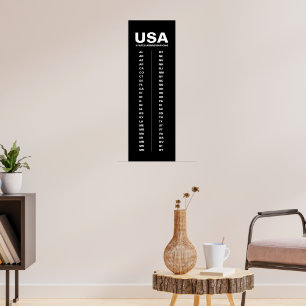 USA 50 Staaten Vertikales Minimalistisches Schwarz Poster