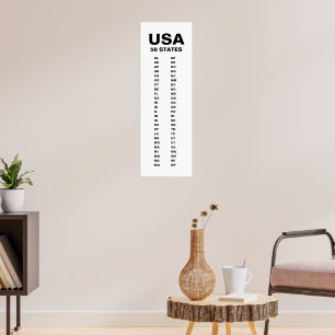 USA 50 Staaten Vertikales Minimalistisches Weiß Poster