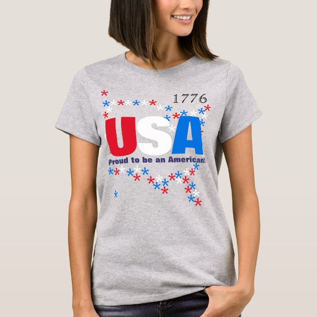 USA 50 Stars Red White Blue T-Shirt (Vorderseite)