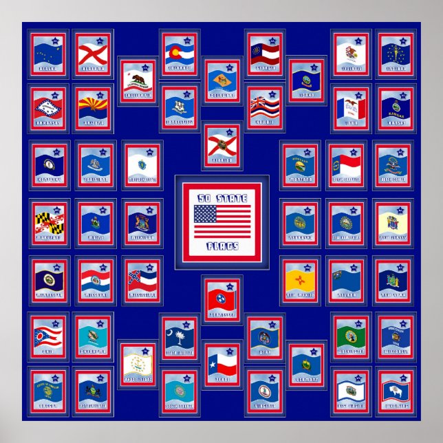 USA 50 STATE FLAGS BLUE/555 POSTER (Vorne)