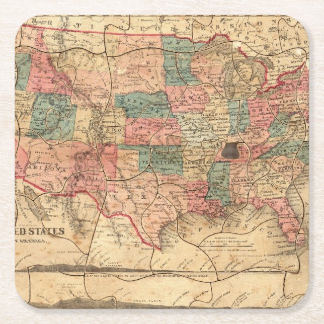 USA 8 RECHTECKIGER PAPPUNTERSETZER (Vorderseite)