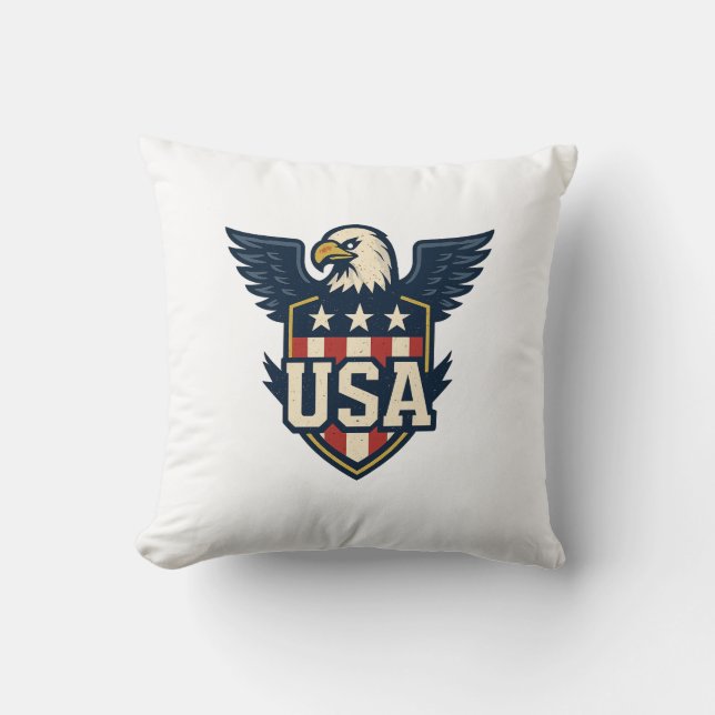 USA Adler Wappen — Vintager Flaggenschild Kissen (Vorderseite)
