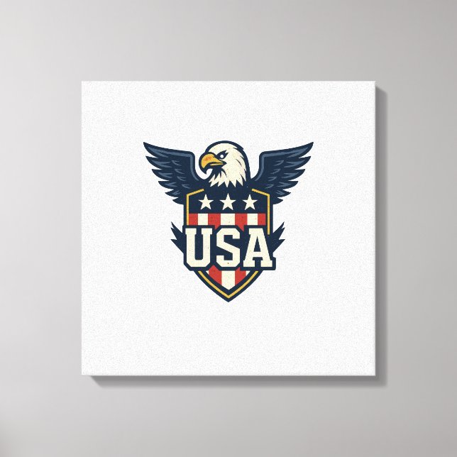 USA Adler Wappen — Vintager Flaggenschild Leinwanddruck (Vorderseite)
