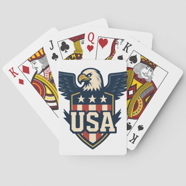 USA Adler Wappen — Vintager Flaggenschild Spielkarten (Rückseite)