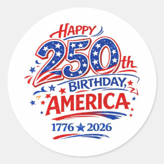 USA America 250th Anniversary Patriotic Runder Aufkleber