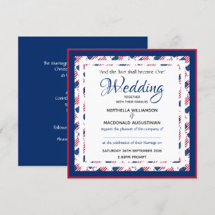 USA AMERICA FLAG Custom Patriotic Square Wedding Einladung