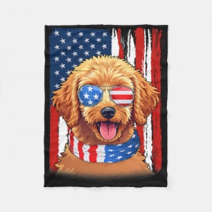 Usa America Flag Goldendoodle Hund 4. Juli Patr Fleecedecke