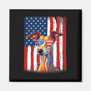 USA America Flag Italienischer Windhund Hund 4. Ju Magnet