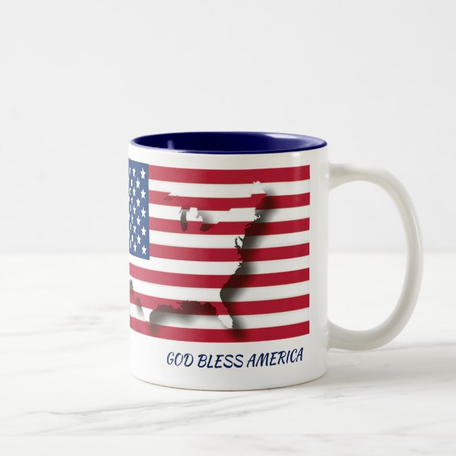 USA AMERICA FLAG MAP Scripture Customized WHITE Zweifarbige Tasse (Rechts)