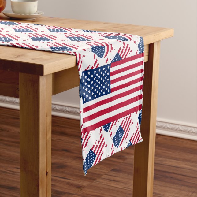 USA AMERICA Flag Patriotic Kurzer Tischläufer (Beispiel)