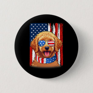 Usa America Flagge Goldendoodle Hund 4. Juli Patr Button