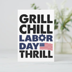 Usa America Grill Chill Labor Day Thrill BBQ Party Dankeskarte