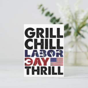 Usa America Grill Chill Labor Day Thrill BBQ-Party Einladungspostkarte