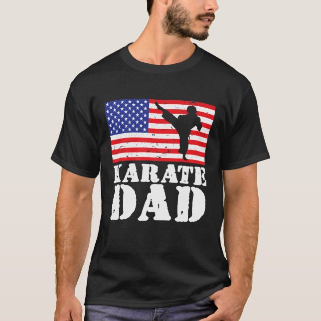Usa American Distressed Flag Karate Dad Men For Hi T-Shirt (Vorderseite)