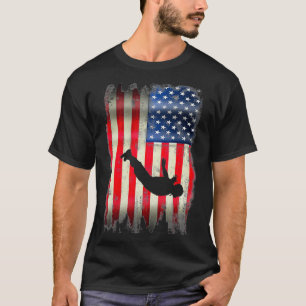 USA American Flag 4. Juli Skydiving Skydiver P T-Shirt