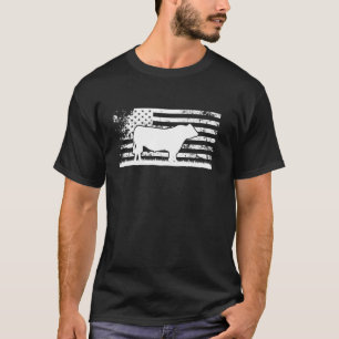 USA American Flag America Kuh Black Angus Rancher T-Shirt