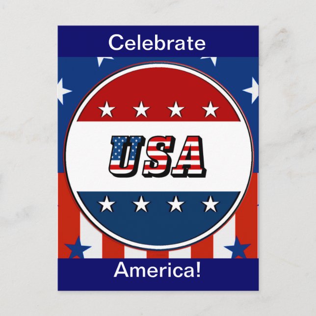 USA - American Flag and Stars in Circle #2, ZSSG Postkarte (Vorderseite)