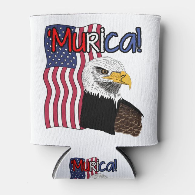 USA American Flag Bald Eagle: 'Murica! Funny Dosenkühler (Vorderseite)