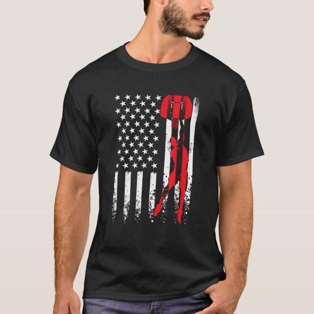 USA American Flag Basketball Dunk Lover 4. Juli T-Shirt (Vorderseite)