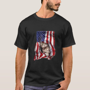 USA American Flag Cat Kitty Kitten Funny 4th July T-Shirt