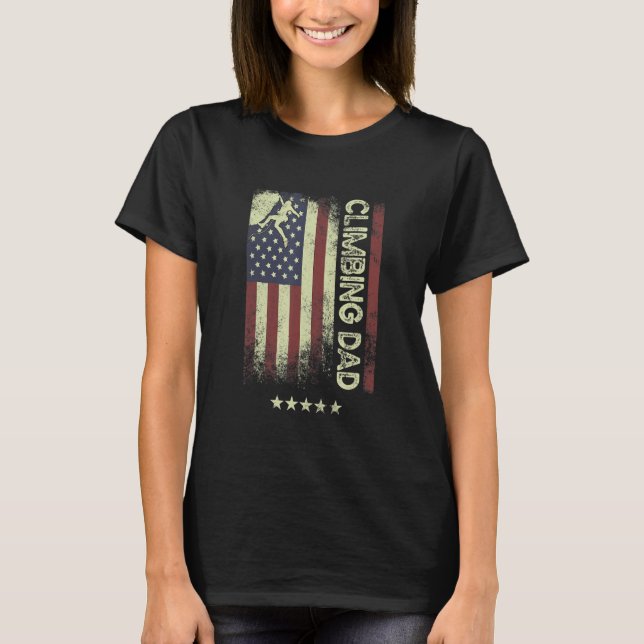 USA American Flag  Climbing Dad 1 T-Shirt (Vorderseite)
