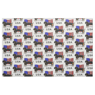 USA American Flag Dackel Dachshund (schwarz & tan) Stoff