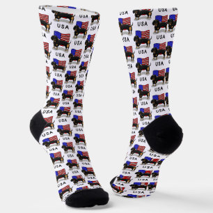 USA American Flag Dackel - (schwarz & tan) Socken