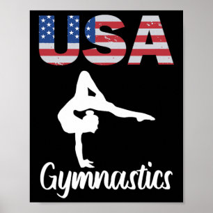 Usa American Flag Gymnastik T-Shirt Gymnast 4. Jul Poster