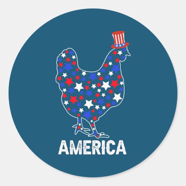 USA American Flag Huhn Lover 4. Juli Runder Aufkleber (Vorderseite)
