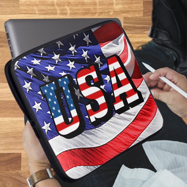 USA - American Flag Laptopschutzhülle (USA - American Flag Laptop Sleeve)