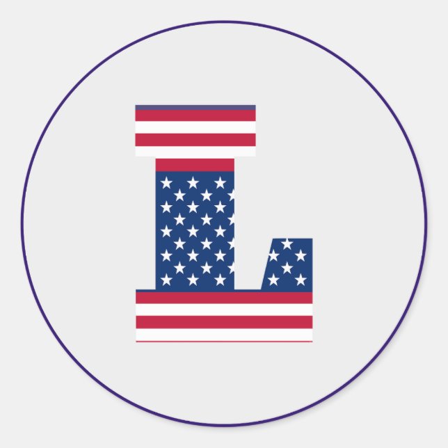 USA American Flag Letter L Runder Aufkleber (Vorderseite)