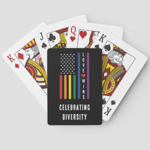 USA American Flag Liebe Wins LGBTQ Gay Pride Spielkarten