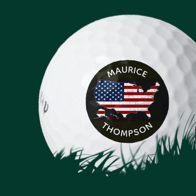 USA American Flag Map Custom Patriotic Golfball (Von Creator hochgeladen)