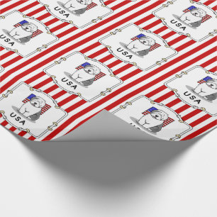 USA American Flag Old English Sheepdog (Gray 1) Geschenkpapier
