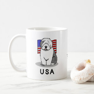 USA American Flag Old English Sheepdog (Gray 1) Kaffeetasse
