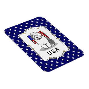 USA American Flag Old English Sheepdog (Gray 1) Magnet