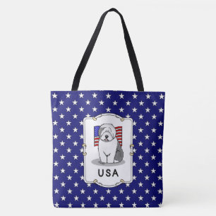 USA American Flag Old English Sheepdog (Gray 1) Tasche