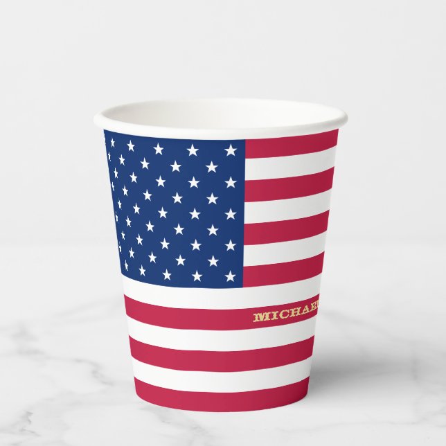 USA American Flag Patriotic Personalisiert Monogra Pappbecher (Vorderseite)
