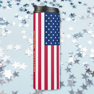 USA American Flag Patriotic Personalisiert Monogra Thermosbecher