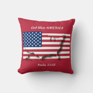 USA AMERICAN FLAG Patriotic Scripting Custom RED Kissen