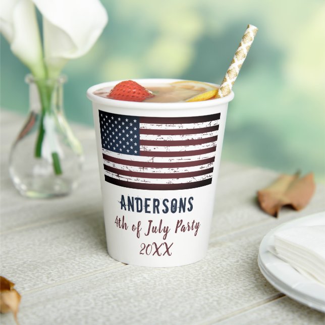 USA American Flag Personalisiert 4. Juli Patriotic Pappbecher (In Situ)